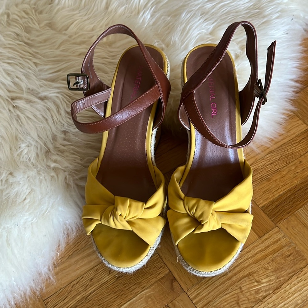 Material Girl Shampine yellow espadrilles platform sandal
